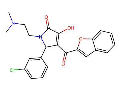 4-(1-benzofuran-2-carbonyl)-5-(3-chlorophenyl)-1-[2-(dimethylamino)ethyl]-3-hydroxy-2,5-dihydro-1H-pyrrol-2-one structure