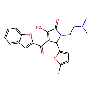 4-(benzofuran-2-carbonyl)-1-(2-(dimethylamino)ethyl)-3-hydroxy-5-(5-methylfuran-2-yl)-1H-pyrrol-2(5H)-one structure