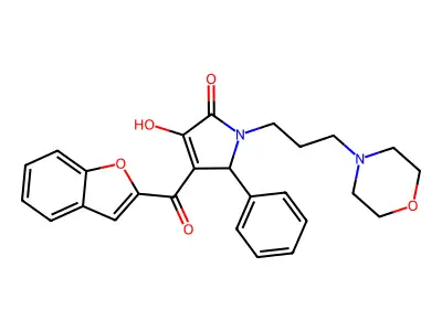 4-(1-benzofuran-2-ylcarbonyl)-3-hydroxy-1-[3-(morpholin-4-yl)propyl]-5-phenyl-1,5-dihydro-2H-pyrrol-2-one structure