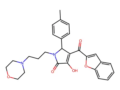 4-(benzo[d]furan-2-ylcarbonyl)-3-hydroxy-5-(4-methylphenyl)-1-(3-morpholin-4-y lpropyl)-3-pyrrolin-2-one structure