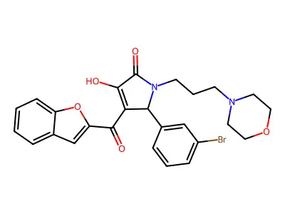 4-(benzo[d]furan-2-ylcarbonyl)-5-(3-bromophenyl)-3-hydroxy-1-(3-morpholin-4-yl propyl)-3-pyrrolin-2-one structure