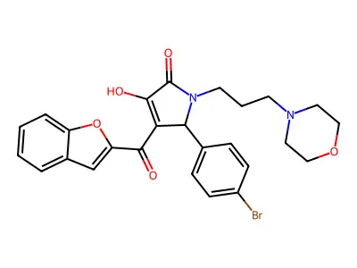 4-(benzo[d]furan-2-ylcarbonyl)-5-(4-bromophenyl)-3-hydroxy-1-(3-morpholin-4-yl propyl)-3-pyrrolin-2-one structure