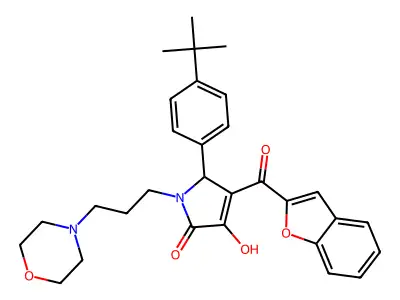 4-(benzo[d]furan-2-ylcarbonyl)-5-[4-(tert-butyl)phenyl]-3-hydroxy-1-(3-morphol in-4-ylpropyl)-3-pyrrolin-2-one structure