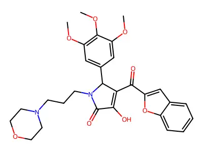 4-(benzo[d]furan-2-ylcarbonyl)-3-hydroxy-1-(3-morpholin-4-ylpropyl)-5-(3,4,5-t rimethoxyphenyl)-3-pyrrolin-2-one structure