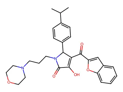 4-(benzo[d]furan-2-ylcarbonyl)-3-hydroxy-5-[4-(methylethyl)phenyl]-1-(3-morpho lin-4-ylpropyl)-3-pyrrolin-2-one structure