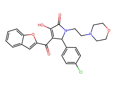 4-(benzofuran-2-carbonyl)-5-(4-chlorophenyl)-3-hydroxy-1-(2-morpholinoethyl)-1H-pyrrol-2(5H)-one structure