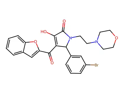 4-(benzo[d]furan-2-ylcarbonyl)-5-(3-bromophenyl)-3-hydroxy-1-(2-morpholin-4-yl ethyl)-3-pyrrolin-2-one structure