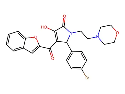4-(benzo[d]furan-2-ylcarbonyl)-5-(4-bromophenyl)-3-hydroxy-1-(2-morpholin-4-yl ethyl)-3-pyrrolin-2-one structure