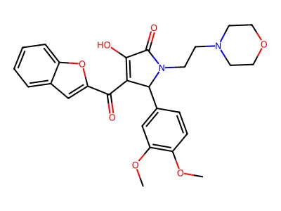 4-(1-benzofuran-2-ylcarbonyl)-5-(3,4-dimethoxyphenyl)-3-hydroxy-1-(2-morpholin-4-ylethyl)-1,5-dihydro-2H-pyrrol-2-one structure
