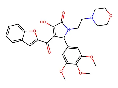 3-(1-benzofuran-2-carbonyl)-1-(2-morpholin-4-ium-4-ylethyl)-5-oxo-2-(3,4,5-trimethoxyphenyl)-2H-pyrrol-4-olate structure