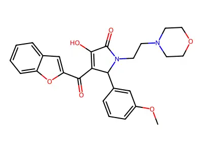 4-(1-benzofuran-2-ylcarbonyl)-3-hydroxy-5-(3-methoxyphenyl)-1-[2-(4-morpholinyl)ethyl]-1,5-dihydro-2H-pyrrol-2-one structure