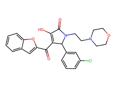 4-(1-benzofuran-2-carbonyl)-5-(3-chlorophenyl)-3-hydroxy-1-[2-(morpholin-4-yl)ethyl]-2,5-dihydro-1H-pyrrol-2-one structure