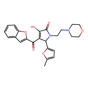4-(benzofuran-2-carbonyl)-3-hydroxy-5-(5-methylfuran-2-yl)-1-(2-morpholinoethyl)-1H-pyrrol-2(5H)-one structure