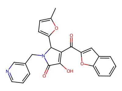 4-(1-benzofuran-2-carbonyl)-3-hydroxy-5-(5-methylfuran-2-yl)-1-[(pyridin-3-yl)methyl]-2,5-dihydro-1H-pyrrol-2-one structure