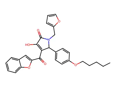 4-(1-benzofuran-2-ylcarbonyl)-1-(furan-2-ylmethyl)-3-hydroxy-5-[4-(pentyloxy)phenyl]-1,5-dihydro-2H-pyrrol-2-one structure