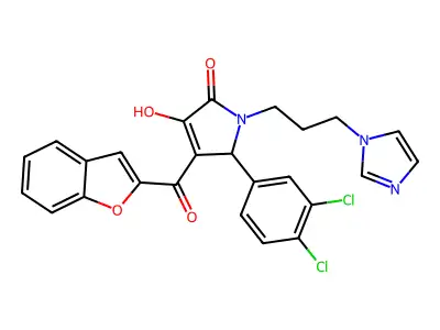 4-(1-benzofuran-2-carbonyl)-5-(3,4-dichlorophenyl)-3-hydroxy-1-[3-(1H-imidazol-1-yl)propyl]-2,5-dihydro-1H-pyrrol-2-one structure