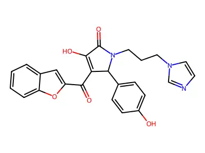 4-(1-benzofuran-2-carbonyl)-3-hydroxy-5-(4-hydroxyphenyl)-1-[3-(1H-imidazol-1-yl)propyl]-2,5-dihydro-1H-pyrrol-2-one structure