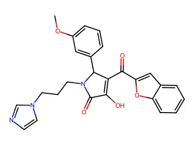 4-(benzo[d]furan-2-ylcarbonyl)-3-hydroxy-1-(3-imidazolylpropyl)-5-(3-methoxyph enyl)-3-pyrrolin-2-one structure