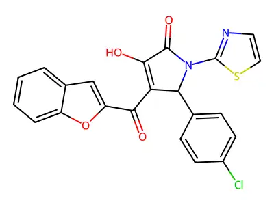 4-(benzofuran-2-carbonyl)-5-(4-chlorophenyl)-3-hydroxy-1-(thiazol-2-yl)-1H-pyrrol-2(5H)-one structure