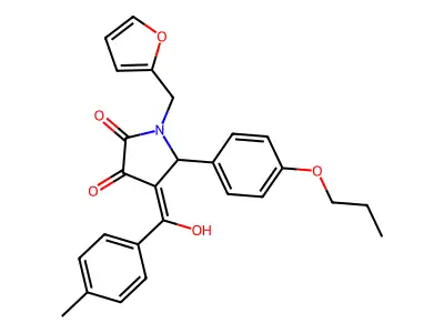 1-(furan-2-ylmethyl)-4-[hydroxy-(4-methylphenyl)methylidene]-5-(4-propoxyphenyl)pyrrolidine-2,3-dione structure