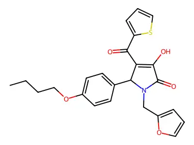 2-(4-butoxyphenyl)-1-(furan-2-ylmethyl)-4-hydroxy-3-(thiophene-2-carbonyl)-2H-pyrrol-5-one structure