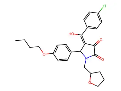 5-(4-butoxyphenyl)-4-(4-chlorobenzoyl)-3-hydroxy-1-[(oxolan-2-yl)methyl]-2,5-dihydro-1H-pyrrol-2-one structure
