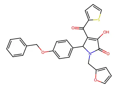 5-[4-(benzyloxy)phenyl]-1-(furan-2-ylmethyl)-3-hydroxy-4-(thiophen-2-ylcarbonyl)-1,5-dihydro-2H-pyrrol-2-one structure
