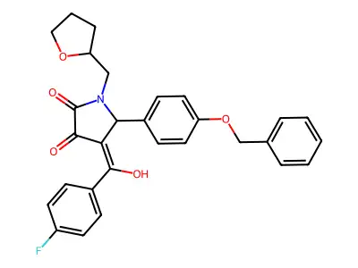 4-[(4-fluorophenyl)-hydroxymethylidene]-1-(oxolan-2-ylmethyl)-5-(4-phenylmethoxyphenyl)pyrrolidine-2,3-dione structure
