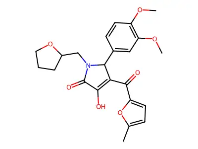 2-(3,4-dimethoxyphenyl)-4-hydroxy-3-(5-methylfuran-2-carbonyl)-1-(oxolan-2-ylmethyl)-2H-pyrrol-5-one structure