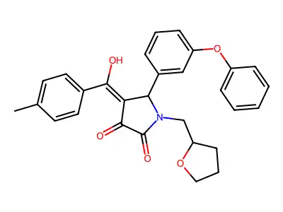 3-hydroxy-4-(4-methylbenzoyl)-1-[(oxolan-2-yl)methyl]-5-(3-phenoxyphenyl)-2,5-dihydro-1H-pyrrol-2-one structure