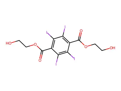 Terephthalic acid, 2,3,5,6-tetraiodo-, bis(2-hydroxyethyl) ester structure