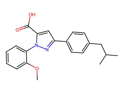 3-(4-Isobutylphenyl)-1-(2-methoxyphenyl)-1H-pyrazole-5-carboxylic acid structure
