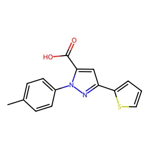 2-(4-Methylphenyl)-5-thiophen-2-ylpyrazole-3-carboxylic acid structure