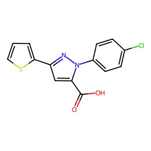 1-(4-Chlorophenyl)-3-(2-thienyl)-1H-pyrazole-5-carboxylic acid structure