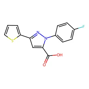 1-(4-fluorophenyl)-3-(thiophen-2-yl)-1H-pyrazole-5-carboxylic acid structure