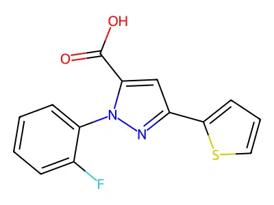 1-(2-Fluorophenyl)-3-(thiophen-2-YL)-1H-pyrazole-5-carboxylic acid structure
