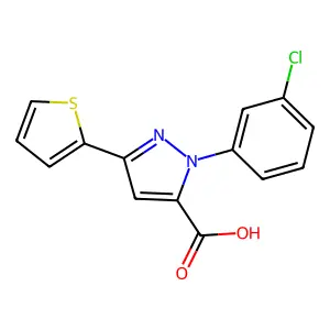 1-(3-Chlorophenyl)-3-(2-thienyl)-1H-pyrazole-5-carboxylic acid structure