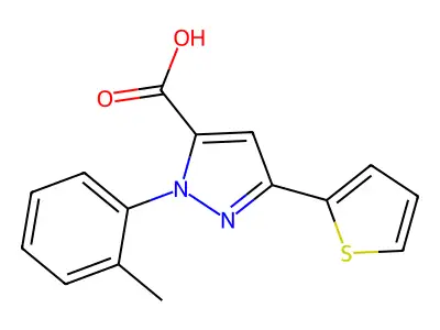 1-(2-Methylphenyl)-3-(2-thienyl)-1H-pyrazole-5-carboxylic acid structure
