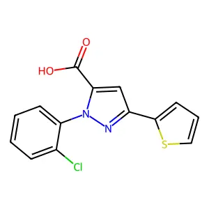 1-(2-Chlorophenyl)-3-(2-thienyl)-1H-pyrazole-5-carboxylic acid structure