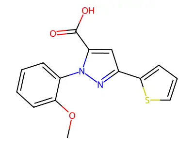 1-(2-Methoxyphenyl)-3-(thiophen-2-YL)-1H-pyrazole-5-carboxylic acid structure
