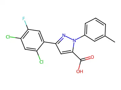 3-(2,4-Dichloro-5-fluorophenyl)-1-(3-methylphenyl)-1H-pyrazole-5-carboxylic acid structure