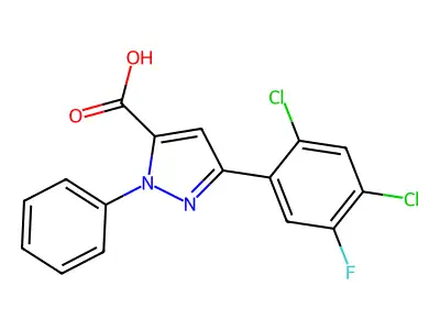 3-(2,4-Dichloro-5-fluorophenyl)-1-phenyl-1H-pyrazole-5-carboxylic acid structure