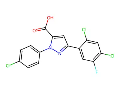 1-(4-Chlorophenyl)-3-(2,4-dichloro-5-fluorophenyl)-1H-pyrazole-5-carboxylic acid structure