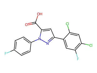 3-(2,4-Dichloro-5-fluorophenyl)-1-(4-fluorophenyl)-1H-pyrazole-5-carboxylic acid structure