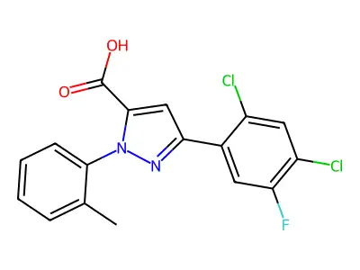 3-(2,4-Dichloro-5-fluorophenyl)-1-(2-methylphenyl)-1H-pyrazole-5-carboxylic acid structure