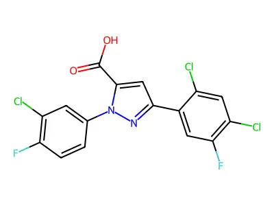 1-(3-CHLORO-4-FLUOROPHENYL)-3-(2,4-DICHLORO-5-FLUOROPHENYL)-1H-PYRAZOLE-5-CARBOXYLIC ACID structure