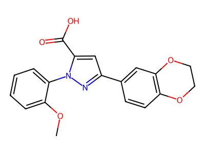 3-(2,3-Dihydrobenzo[b][1,4]dioxin-6-yl)-1-(2-methoxyphenyl)-1H-pyrazole-5-carboxylic acid structure
