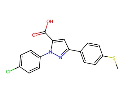 1-(4-Chlorophenyl)-3-(4-(methylsulfanyl)phenyl)-1H-pyrazole-5-carboxylic acid structure