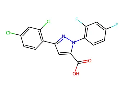 3-(2,4-Dichlorophenyl)-1-(2,4-difluorophenyl)-1H-pyrazole-5-carboxylic acid structure