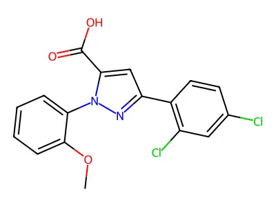 3-(2,4-Dichlorophenyl)-1-(2-methoxyphenyl)-1H-pyrazole-5-carboxylic acid structure